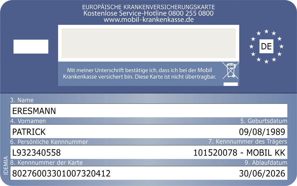 mobil Krankenkasse eGK Rueckseite